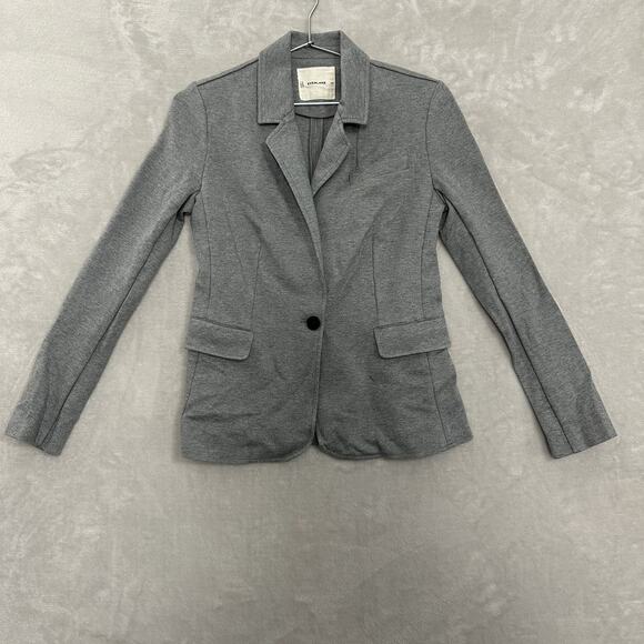 Everlane Women's Blazer XS Gray Organic Cotton Knit Stretch Slim Fit Career - Picture 2 of 14